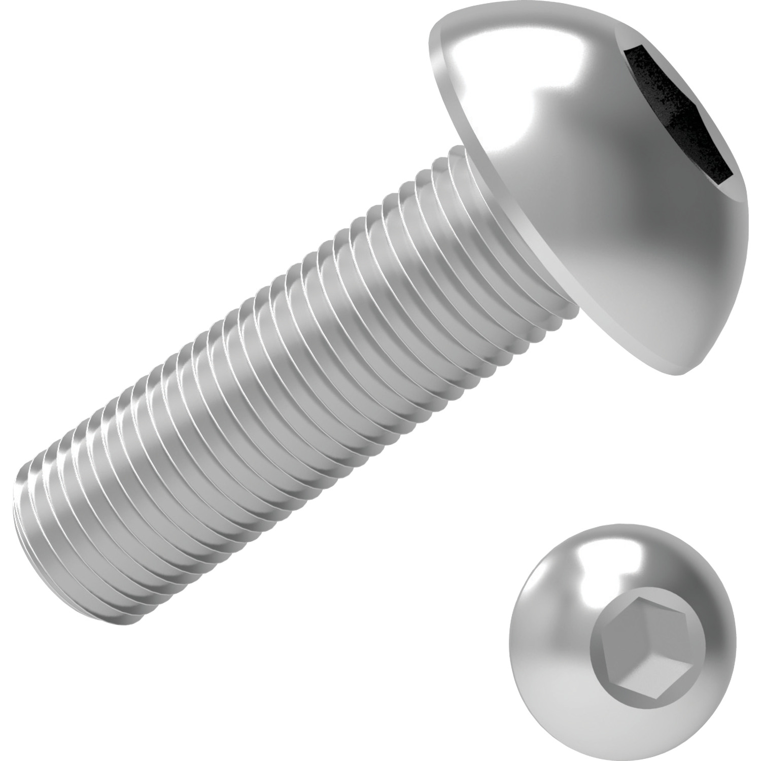 Socket Button Screws Stainless Steel A2. To ISO 7380. Threaded within 2,5 x pitch of head.