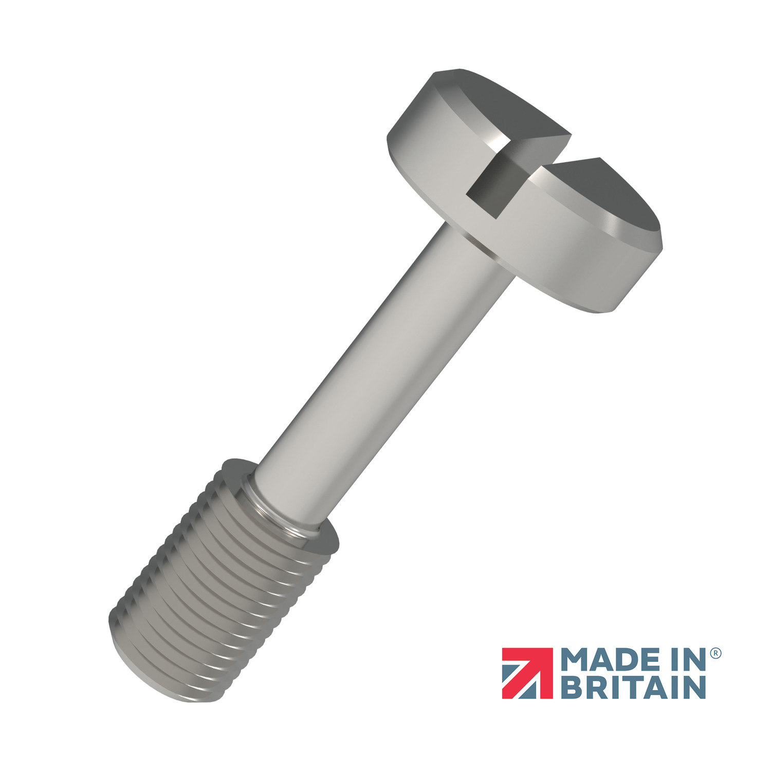 Captive Screws - Cheese Head Cheese head/slotted pan head captive screws available in stainless steel (AISI 303 and 316), titanium, and other materials/head types on request. Inch measurements also available (P0155.i). In stock or with very short lead times.