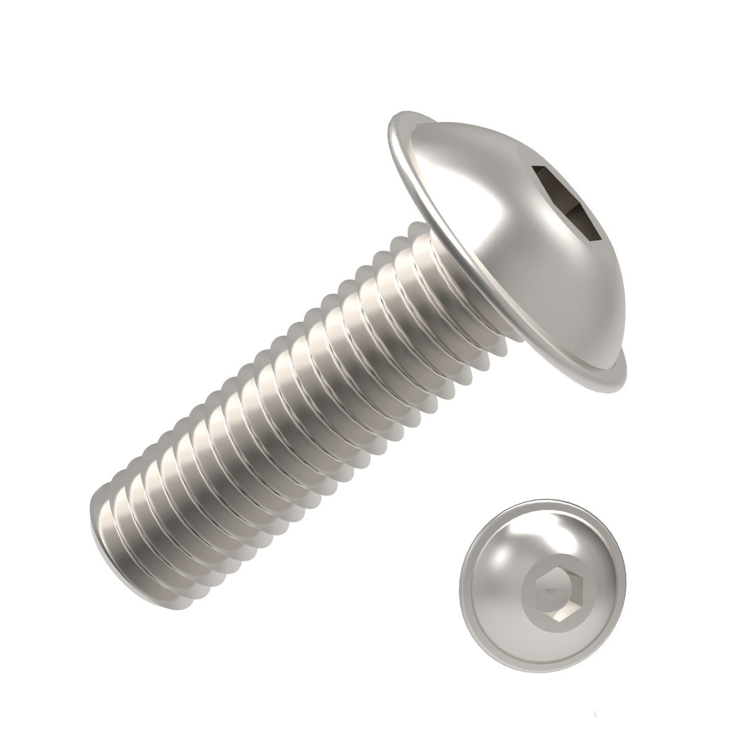 Flanged Button Screws Threaded within 2,5 x pitch of head. Made from A2 Stainless Steel.