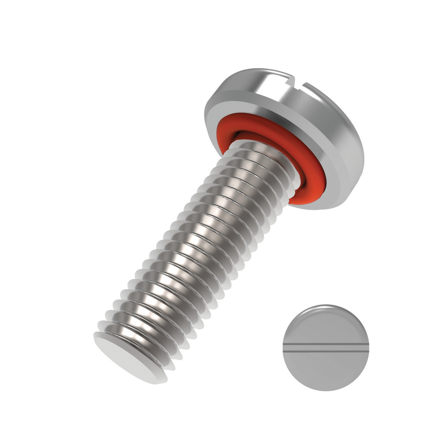 Pan Head Seal Screws Self-sealing screws, pan head slotted with integral O ring groove to seal liquids and gases out and in. M2 to M10 A2 or A4 stainless steel.