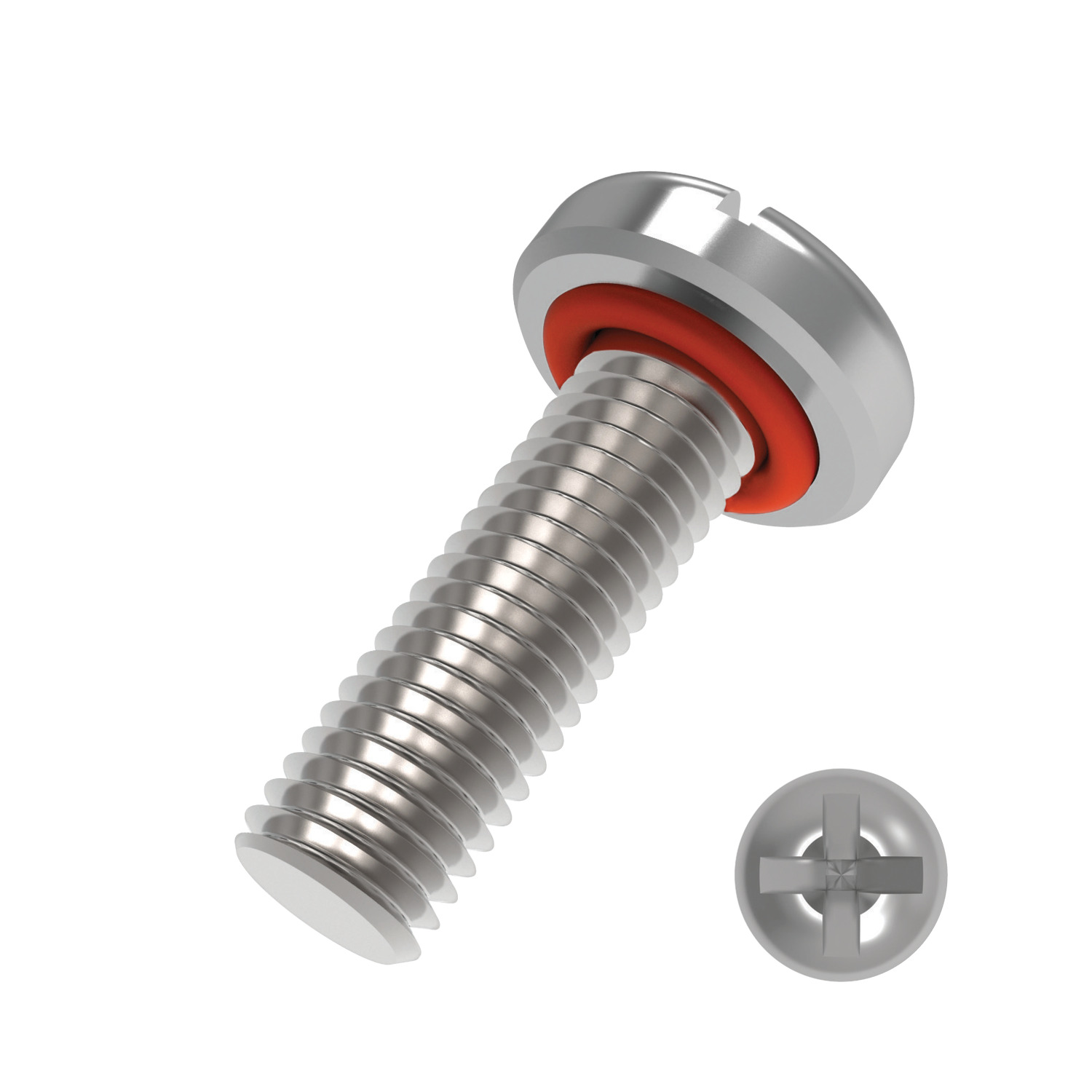 Pan Head Seal Screws Self-sealing screws, pan head Phillips drive with integral O ring groove to seal liquids and gases out and in. M2 to M10 A2 or A4 stainless steel.